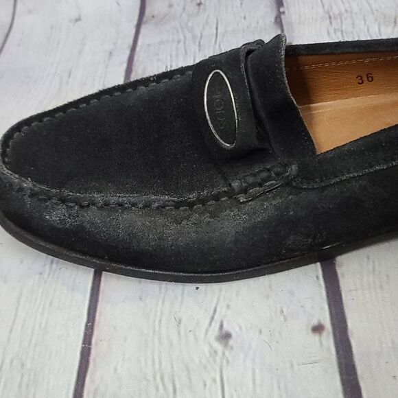 Tod's Black Suede Designer Loafers size 6 - Picture 9 of 14
